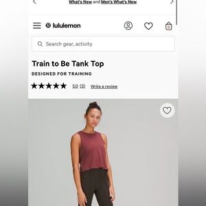 BNWT Lululemon Train To Be tank. Maroon-ish colour. Size 10.